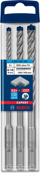 Bosch EXPERT SDS plus-7X ‑poravasaranteräsarja, 6/8/10 mm, 3 kpl