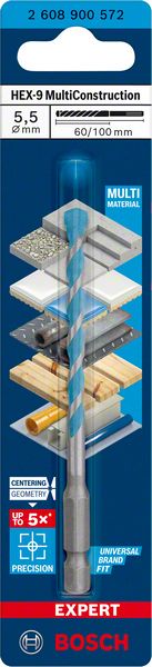 Yleisporanterä Bosch MultiConstruction HEX-9 ø5.5 mm 60/100 mm