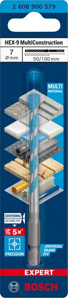 Yleisporanterä Bosch MultiConstruction HEX-9 ø7 mm 50/100 mm