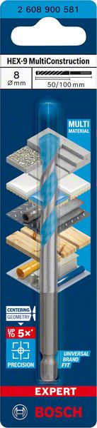 Yleisporanterä Bosch MultiConstruction HEX-9 ø8 mm 50/100 mm