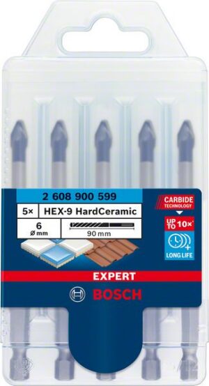 Keramiikkaporanterä Bosch Expert HEX-9 HardCeramic ø6 mm 90 mm, 5 kpl