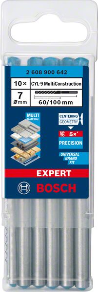 Yleisporanterä Bosch CYL-9 MC ø7 mm 60/100 mm, 10 kpl