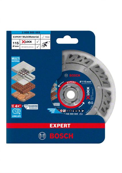 Bosch EXPERT MultiMaterial X-LOCK -timanttikatkaisulaikka, 115 x 22,23 x 2,4 x 12 mm