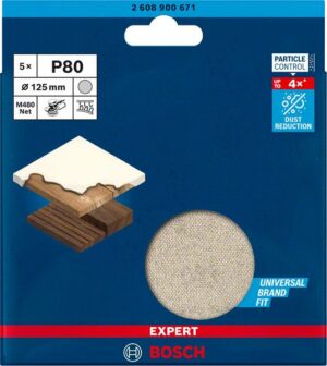 Bosch EXPERT M480 -hiomaverkko epäkeskohiomakoneille, 125 mm, G 80, 5 kpl