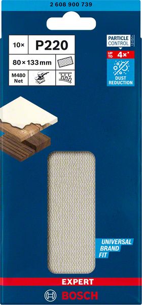 Bosch EXPERT M480 -hiomaverkko tasohiomakoneille, 80 x 133 mm, G 220, 10 kpl