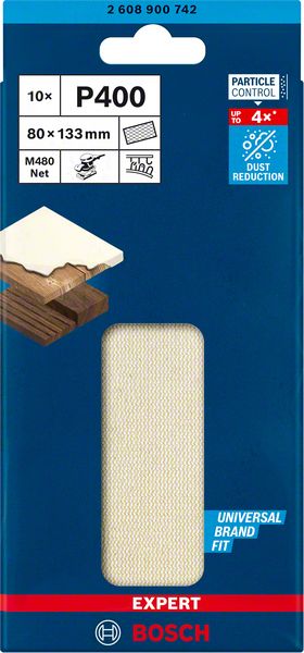 Bosch EXPERT M480 -hiomaverkko tasohiomakoneille, 80 x 133 mm, G 400, 10 kpl