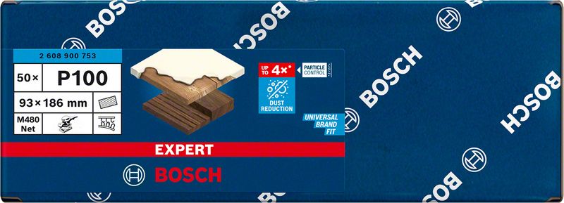 Bosch EXPERT M480 -hiomaverkko tasohiomakoneille, 93 x 186 mm, G 100, 50 kpl
