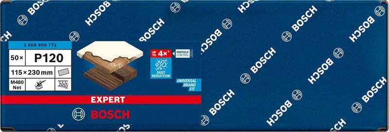Bosch EXPERT M480 -hiomaverkko tasohiomakoneille, 115 x 230 mm, G 120, 50 kpl