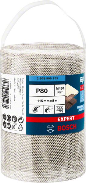 Bosch EXPERT M480 -hiomaverkkorulla, 115 mm, 5 m, G 80