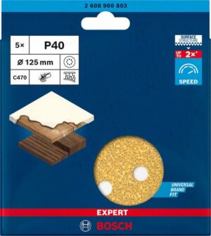 Bosch 8-reikäinen EXPERT C470 -hiomapaperi epäkeskohiomakoneille, 125 mm, G 40, 5 kpl