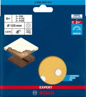 Bosch EXPERT C470 -hiomapaperisarja epäkeskohiomakoneille, 125 mm, 8 reikää, G 60/120/240, 6 kpl