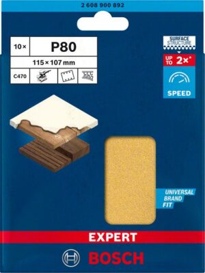 Bosch 6-reikäinen EXPERT C470 -hiomapaperi tasohiomakoneille, 115 x 107 mm, G 80, 10 kpl