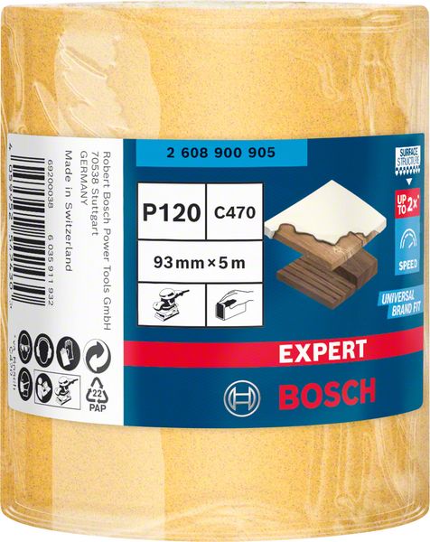 Bosch EXPERT C470 -hiomapaperirulla käsinhiontaan, 93 mm, 5 m, G 120
