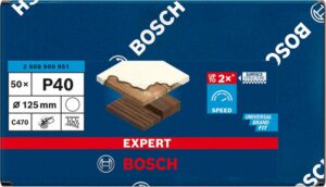 Bosch Reiätön EXPERT C470 -hiomapaperi kulmahiomakoneisiin ja porakoneisiin, 125 mm, G 40, 50 kpl