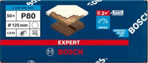Bosch Reiätön EXPERT C470 -hiomapaperi kulmahiomakoneisiin ja porakoneisiin, 125 mm, G 80, 50 kpl