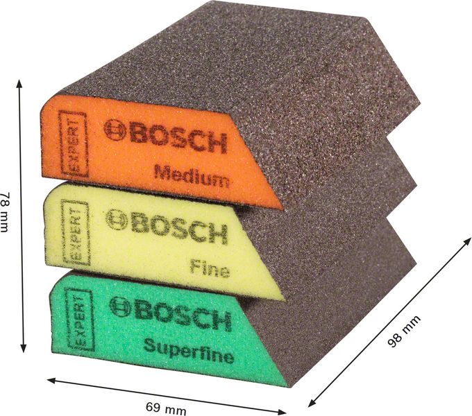 Bosch EXPERT S470 Combi -hiomasieni, 69 x 97 x 26 mm, keskikarkea, hieno, erittäin hieno, 3 kpl