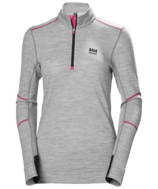 Naisten puolivetoketjullinen aluspaita Helly Hansen LIFA Merino, harmaa meleerattu