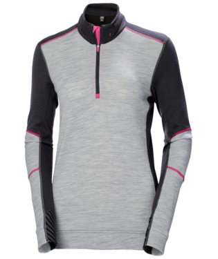 Naisten puolivetoketjullinen aluspaita Helly Hansen LIFA Merino, tummanharmaa/harmaa meleerattu