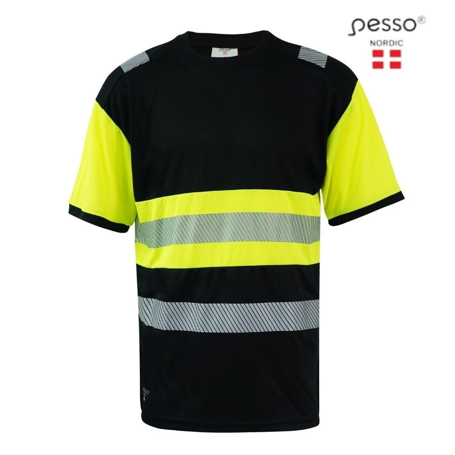 T-paita Pesso HVM, HIVIS luokka 1, musta/huomiokeltainen