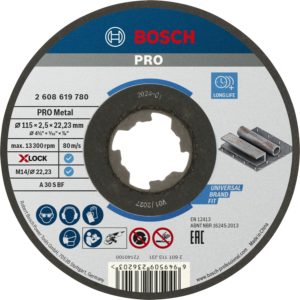 Bosch Sidosrakenteinen PRO Metal -katkaisulaikka, 115 x 2,5 x 22,23 mm, X-Lock, suora