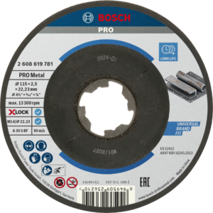 Bosch Sidosrakenteinen PRO Metal -katkaisulaikka, 115 x 2,5 x 22,23 mm, X-Lock, syvennetty keskus