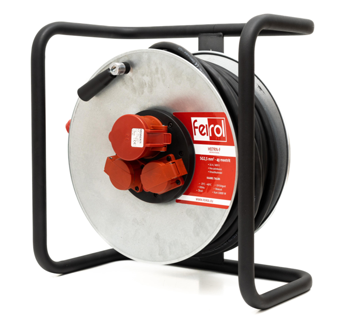 400 V metallikaapelirumpu HO7RN-F5G 2,5 - 40m 2x 230V ja 1x400V