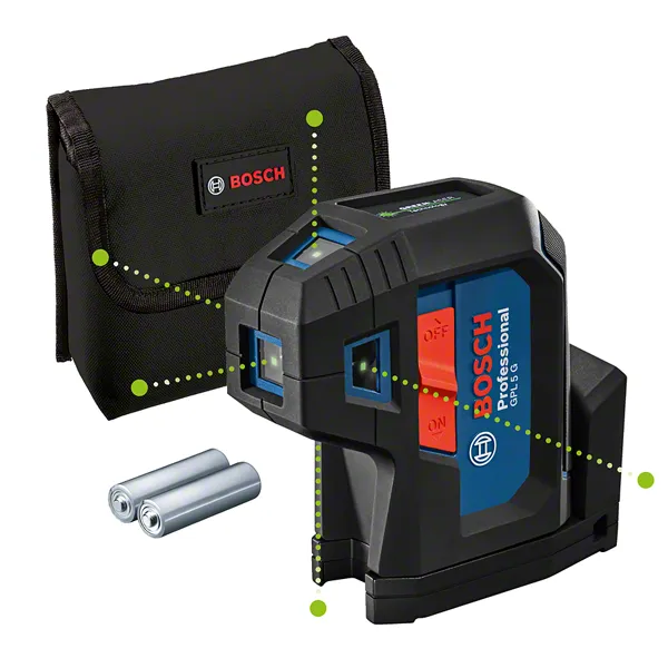 5 pistettä laser Bosch GPL 5 G, BG 2x1.5V
