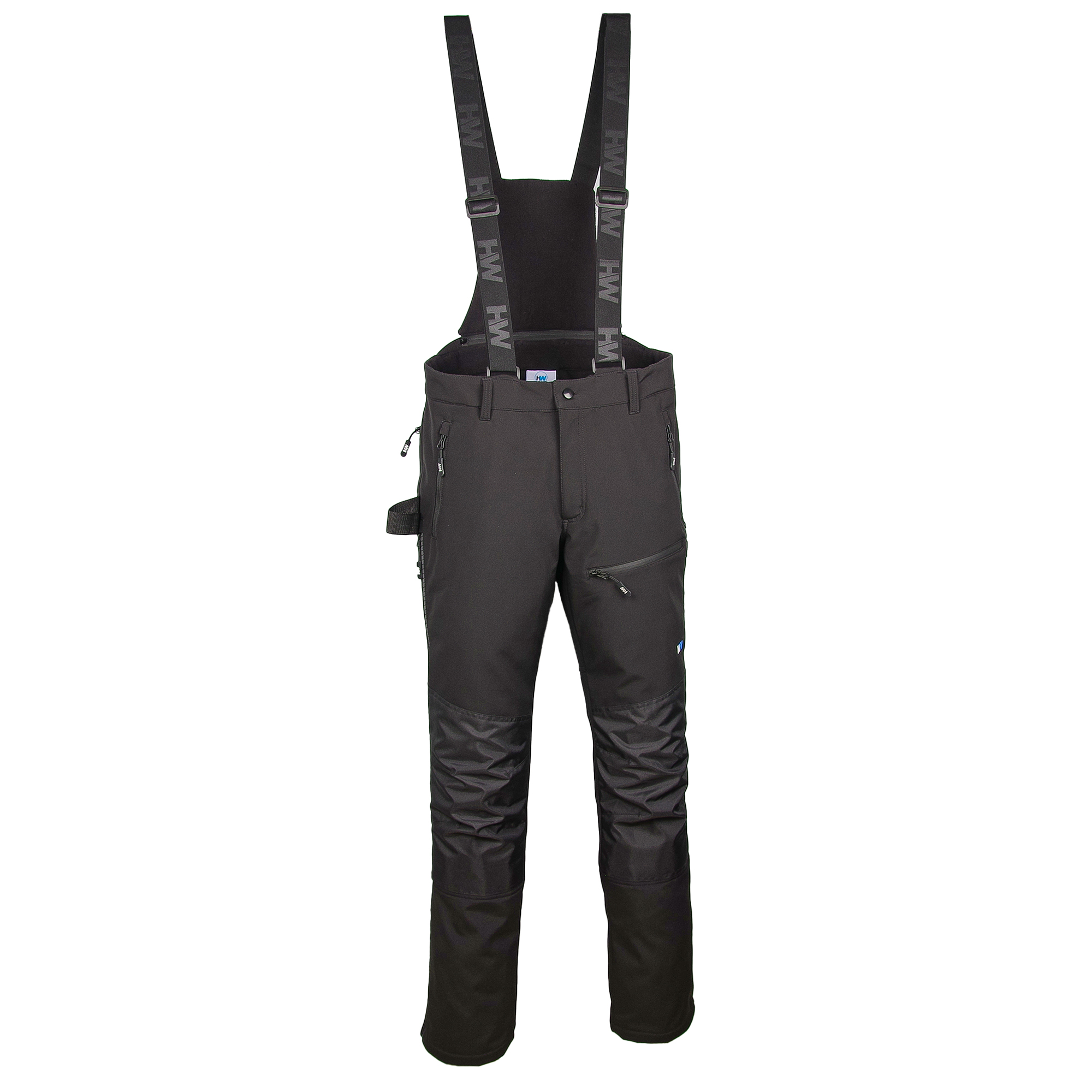 HW Luca softshell lämpimät ruokalappuhousut, mustat